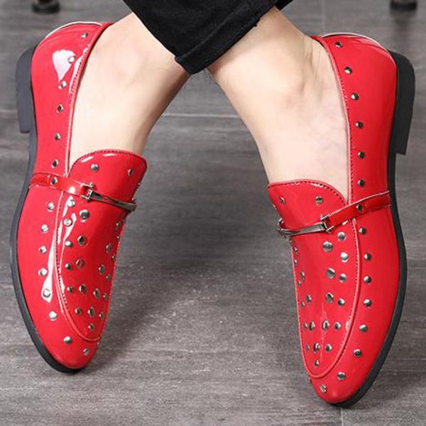 plus size 37~48 men pointed toe rivet dress loafers slip on dress leather shoes red blue mens italian wedding party formal shoes, Black
plus size 37~48 men pointed toe rivet dress loafers slip on dress leather shoes red blue mens italian wedding party formal shoes, Black