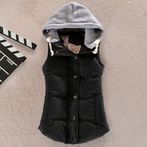 gilet veste femme women vest female warm sleeveless jacket cotton solid hooded vest for women outwear female colete feminino, Black;white
gilet veste femme women vest female warm sleeveless jacket cotton solid hooded vest for women outwear female colete feminino, Black;white