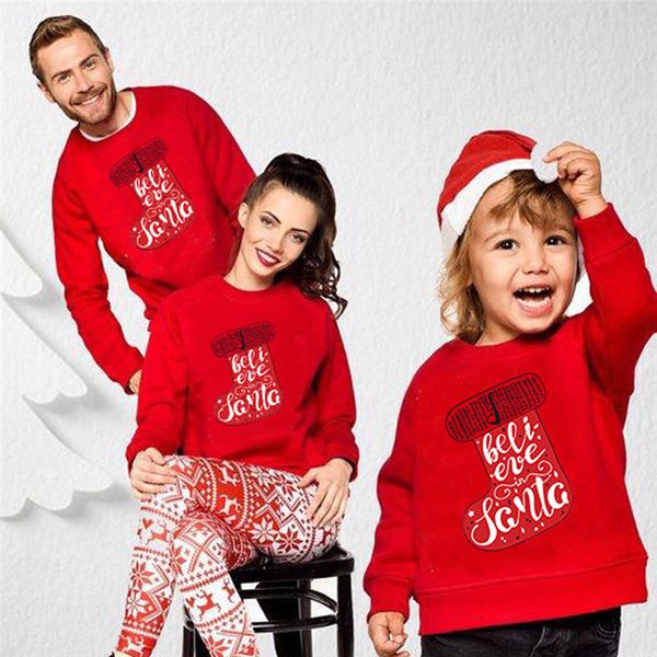 Christmas Family Hoodies Cute Family Matching Outfits Winter Mom And Daughter Matching Clothes Xmas Party Fashion Sweatshirt Top