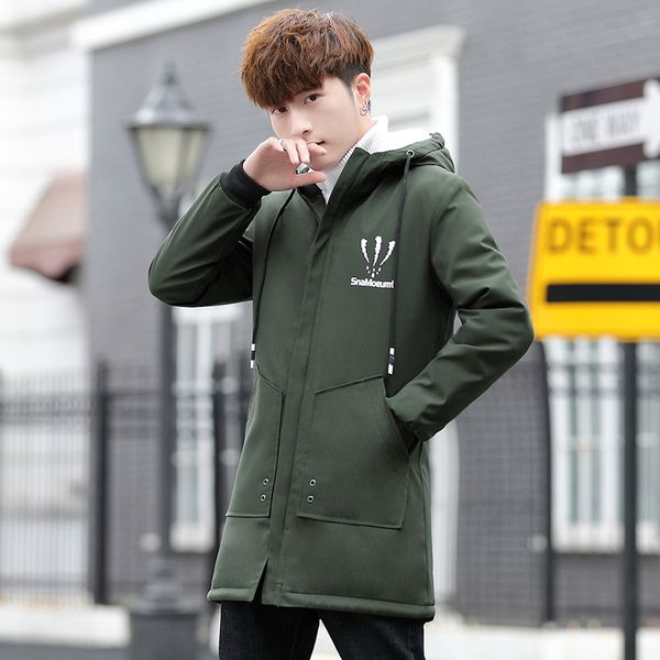 men's winter velvet coat korean version handsome trend cotton clothes young casual in the long hooded men jacket winter, Black
men's winter velvet coat korean version handsome trend cotton clothes young casual in the long hooded men jacket winter, Black