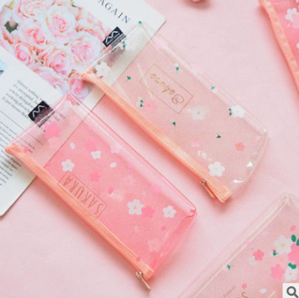 pink petal cherry sakura pencil bag case stationery storage organizer bag school office supply