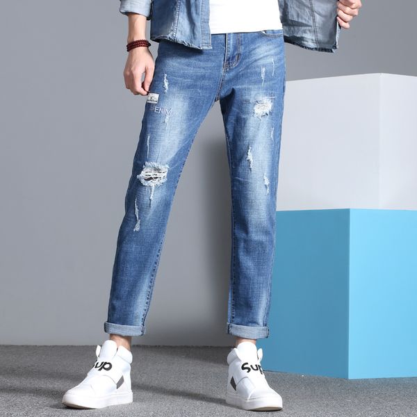 spring new jeans men stretch slim fashion wash casual tear hole denim pants man streetwear hip hop trousers male clothes, Blue
spring new jeans men stretch slim fashion wash casual tear hole denim pants man streetwear hip hop trousers male clothes, Blue