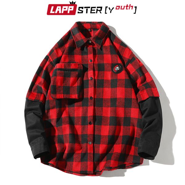 lappster-youth men harajuku plaid shirts 2019 mens fake two pieces vintage shirts casual streetwear korean shirt plus size, White;black
lappster-youth men harajuku plaid shirts 2019 mens fake two pieces vintage shirts casual streetwear korean shirt plus size, White;black