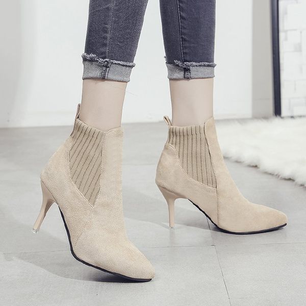 high-heeled short boots socks socks knitted woven breathable single boots nude color thick with a single boot stiletto, Black
high-heeled short boots socks socks knitted woven breathable single boots nude color thick with a single boot stiletto, Black