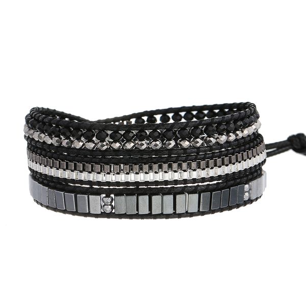 punk wrap bracelets for women men faced crystal silver plated hematite middle is chain bracelets adjustable, Black
punk wrap bracelets for women men faced crystal silver plated hematite middle is chain bracelets adjustable, Black
