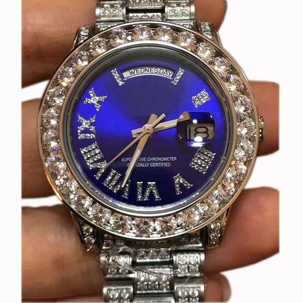 Full diamond Bezel silver stainless Steel bracelet automatic Mens Watch wristwatch Fixed 18kt white gold set with diamond
Full diamond Bezel silver stainless Steel bracelet automatic Mens Watch wristwatch Fixed 18kt white gold set with diamond