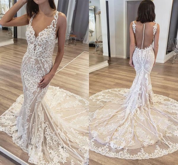 vintage lace mermaid wedding dresses 2020 arabic deep v neck bridal gowns illusion buttons back court train vestidos de novia al6464, White
vintage lace mermaid wedding dresses 2020 arabic deep v neck bridal gowns illusion buttons back court train vestidos de novia al6464, White