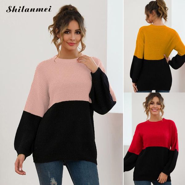 2019 autumn sweater pullover women solid streetwear red black patchwork knitted pullovers women autumn casual loose jumper pull, White;black
2019 autumn sweater pullover women solid streetwear red black patchwork knitted pullovers women autumn casual loose jumper pull, White;black