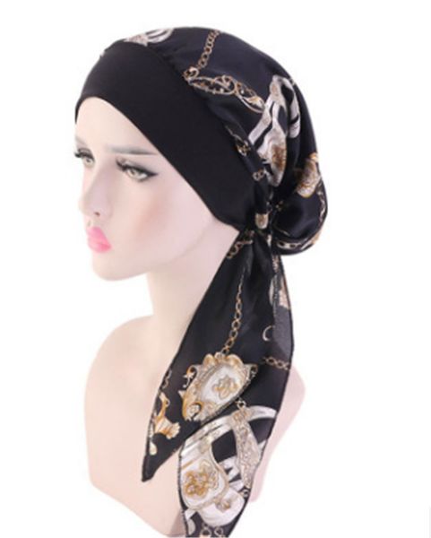 new silk silk headscarf and bonnet with elastic hair and braid and pirate hat, Blue;gray