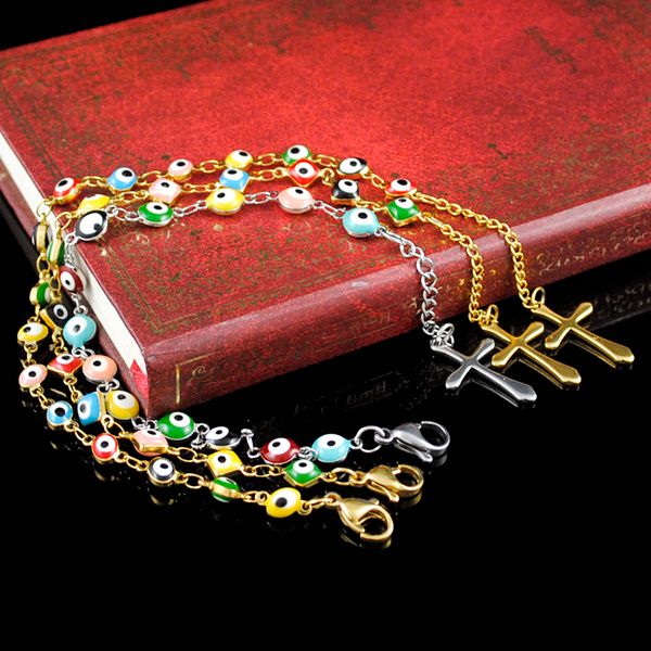 fashion rosary bracelet three shape billiard beads cross pendant for women stainless steel gift hrn86, Silver
fashion rosary bracelet three shape billiard beads cross pendant for women stainless steel gift hrn86, Silver