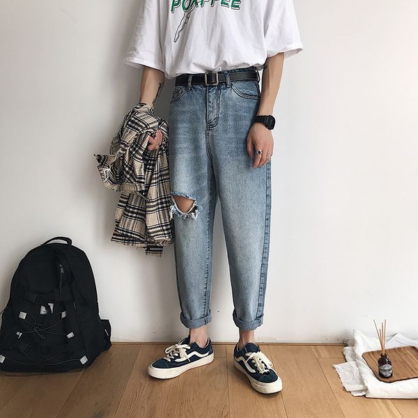 2019 summer men's baggy homme classic jeans men trousers fashion trend leisure holes male blue color casual pants size -2xl
2019 summer men's baggy homme classic jeans men trousers fashion trend leisure holes male blue color casual pants size -2xl