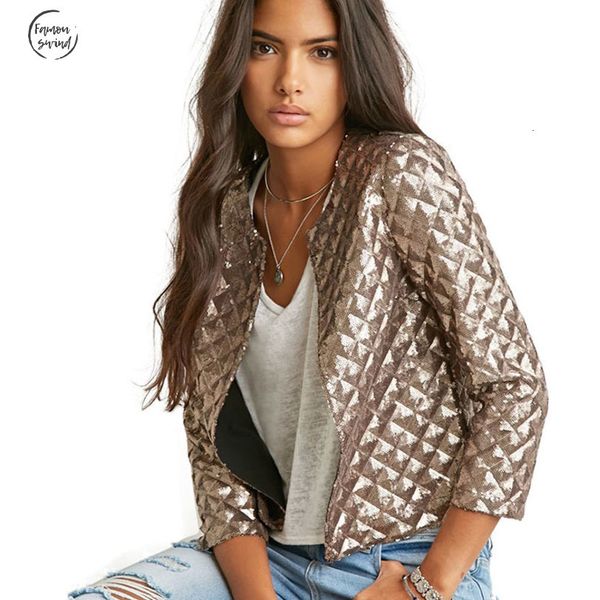 jackets brand 2019 new spring style vogue lozenge women gold three quater sleeve open stitch sequins fashion coats outwears, Black;brown
jackets brand 2019 new spring style vogue lozenge women gold three quater sleeve open stitch sequins fashion coats outwears, Black;brown