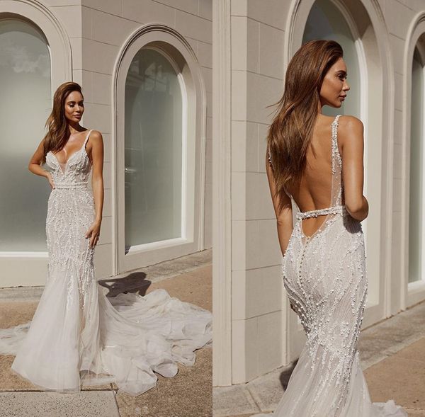 pallas couture mermaid wedding dresses 2020 spaghetti straps lace beads sequins boho bridal gowns open back sweep train beach wedding dress, White
pallas couture mermaid wedding dresses 2020 spaghetti straps lace beads sequins boho bridal gowns open back sweep train beach wedding dress, White