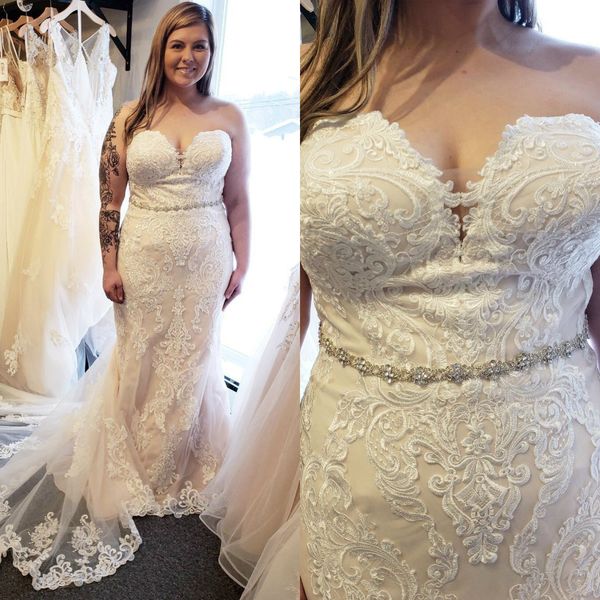 2020 mermaid wedding dresses sweetheart lace appliqued beach wedding dress tulle customized sweep train sleeveless bridal gowns, White
2020 mermaid wedding dresses sweetheart lace appliqued beach wedding dress tulle customized sweep train sleeveless bridal gowns, White