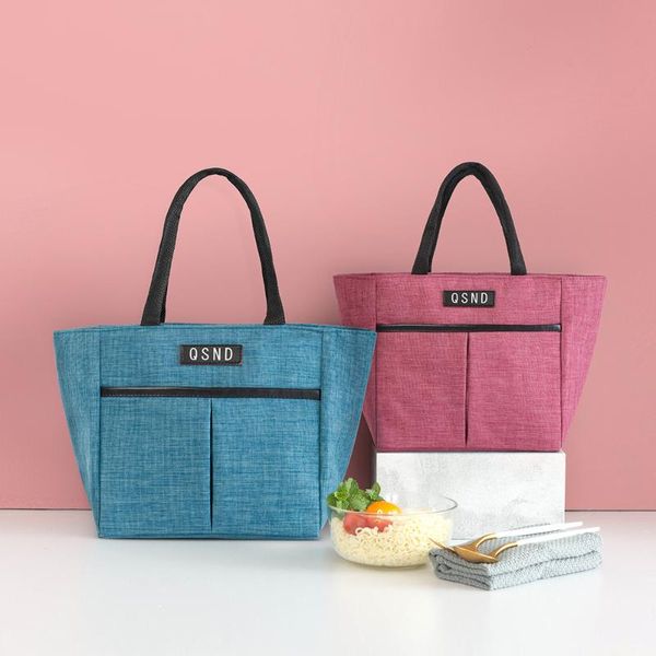 waterproof lunch box bag portable insulated canvas tote thermal picnic women kid cooler bag, Blue;pink 
waterproof lunch box bag portable insulated canvas tote thermal picnic women kid cooler bag, Blue;pink