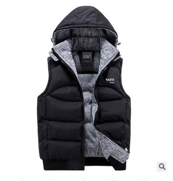 autumn winter hoodie sleeveless coat warm vest men's thick cotton jacket, Black;white
autumn winter hoodie sleeveless coat warm vest men's thick cotton jacket, Black;white