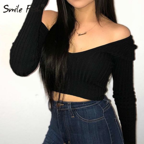 women's t-shirt off shoulder korean t-shirts fashion skinny short tee shirt knit long sleeve women chic stretchy v-neck crop g1135, White
women's t-shirt off shoulder korean t-shirts fashion skinny short tee shirt knit long sleeve women chic stretchy v-neck crop g1135, White