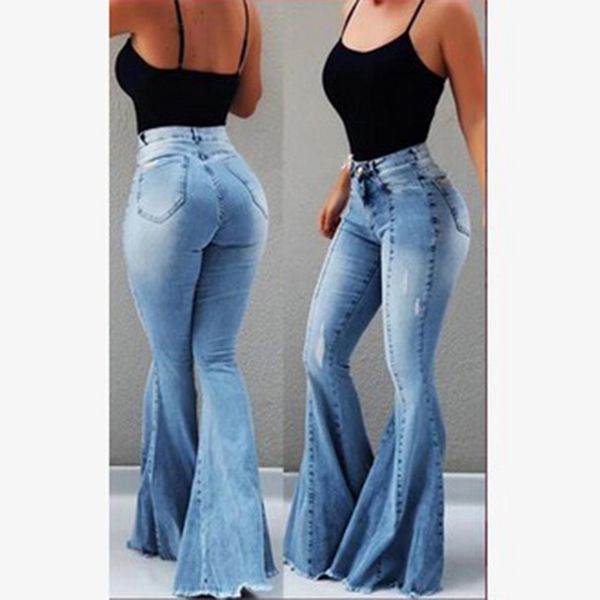 

2019 new women's juniors retro bell bottom wide high waisted slim fit stretch flared denim jeans pants casual solid trouser, Black;white