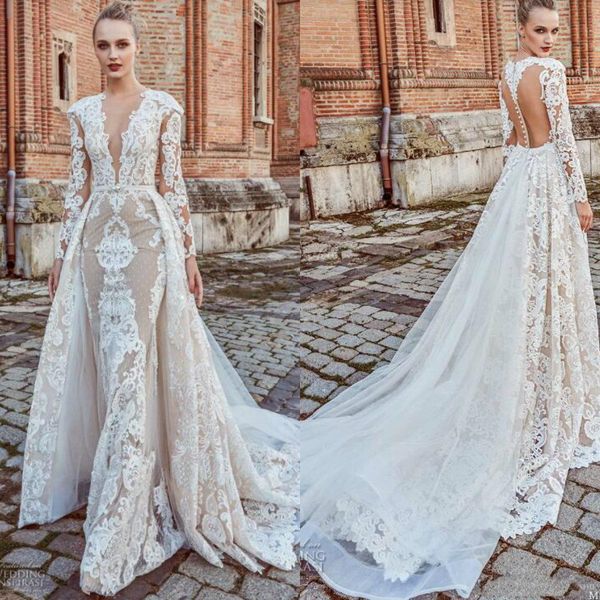 2020 spring wedding dress lace long sleeves illusion bodice deep v neck appliques wedding dresses with detachable train robe de mariée, White
2020 spring wedding dress lace long sleeves illusion bodice deep v neck appliques wedding dresses with detachable train robe de mariée, White