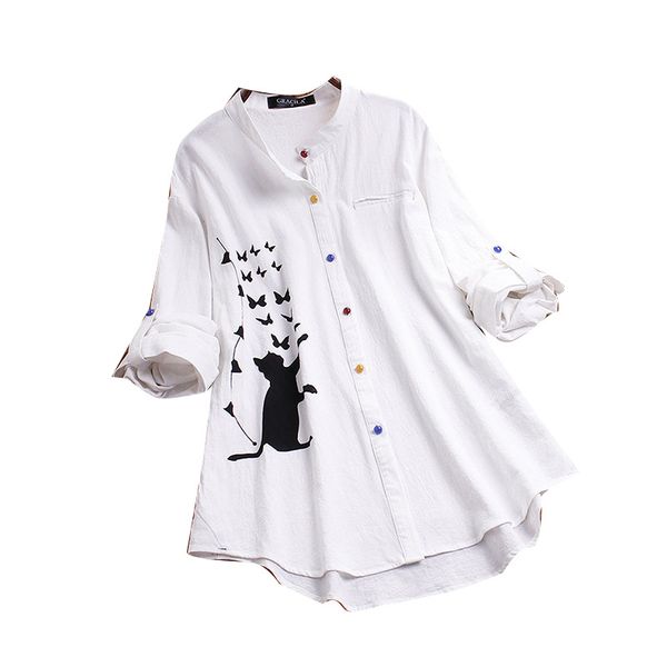 blouses and shirts for ladies cat butterfly cartoon printed t shirt color button long sleeve shirt women, White
blouses and shirts for ladies cat butterfly cartoon printed t shirt color button long sleeve shirt women, White