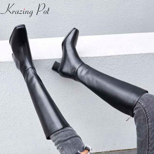 krazing pot genuine leather big size thick handsome long boots med heel square toe women keep warm riding knee-high boots l0f8 ly191224, Black
krazing pot genuine leather big size thick handsome long boots med heel square toe women keep warm riding knee-high boots l0f8 ly191224, Black