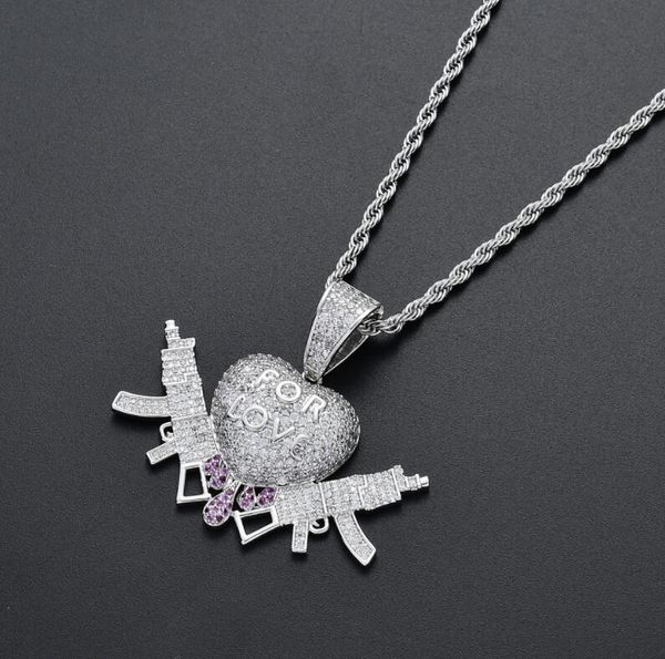 hip hop cardioid for love twin guns diamonds pendant necklaces for men women religion christianity luxury necklace ing, Silver
hip hop cardioid for love twin guns diamonds pendant necklaces for men women religion christianity luxury necklace ing, Silver