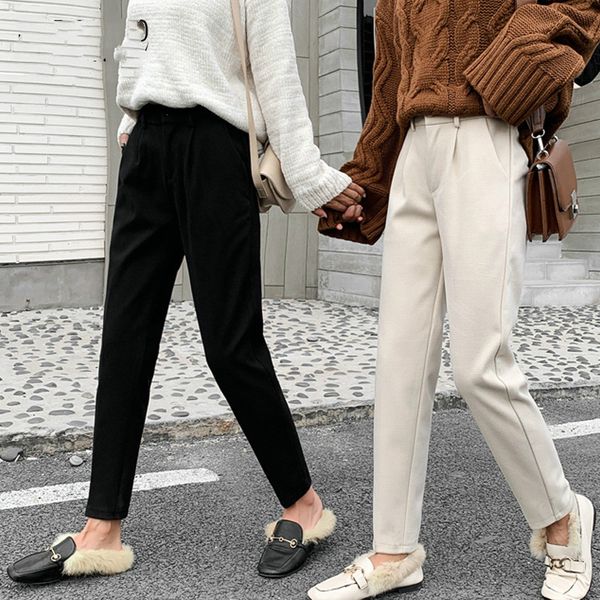 autumn and winter woolen harem pants women straight loose pants casual trousers female full length high waist, Black;white
autumn and winter woolen harem pants women straight loose pants casual trousers female full length high waist, Black;white