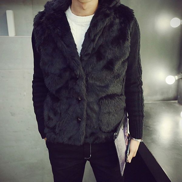 autumn winter faux patchwork knitting sleeve mens casual coats fashion slim fit thick warm fur collar male short sweatercoats, White;black
autumn winter faux patchwork knitting sleeve mens casual coats fashion slim fit thick warm fur collar male short sweatercoats, White;black