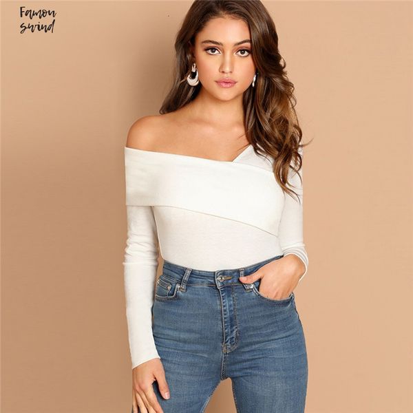 white party рубашка шеи твердая tee rib knit slim fit повседневный пуловер с длинным рукавом осень женщины tshirt top
white party рубашка шеи твердая tee rib knit slim fit повседневный пуловер с длинным рукавом осень женщины tshirt top