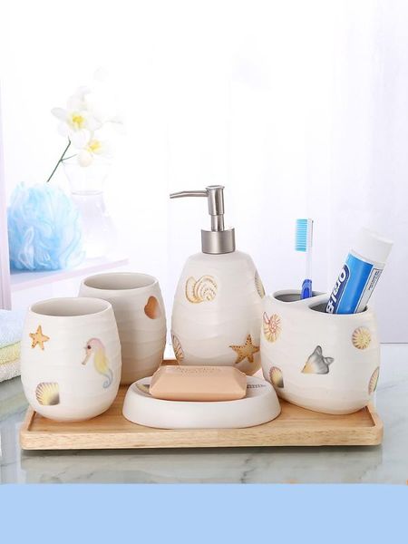 ceramic bathroom accessories set five-piece toothpaste dispenser mouthwash cup lotion bottle soap box bathroom decor wash set
ceramic bathroom accessories set five-piece toothpaste dispenser mouthwash cup lotion bottle soap box bathroom decor wash set