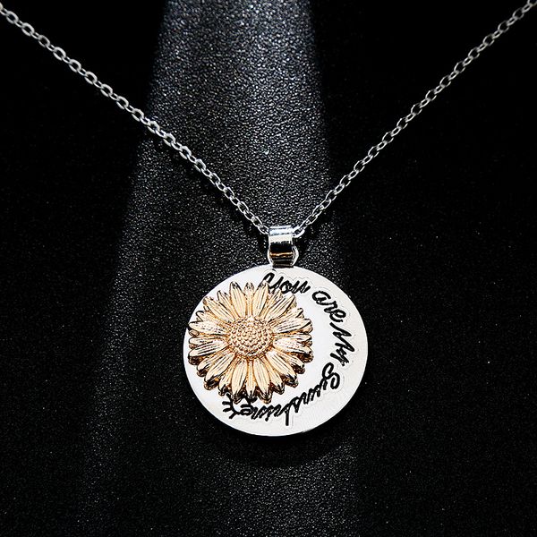 vintage sunflower pendant necklace silver color fashion jewelry gift for women round engraved letter necklaces
vintage sunflower pendant necklace silver color fashion jewelry gift for women round engraved letter necklaces