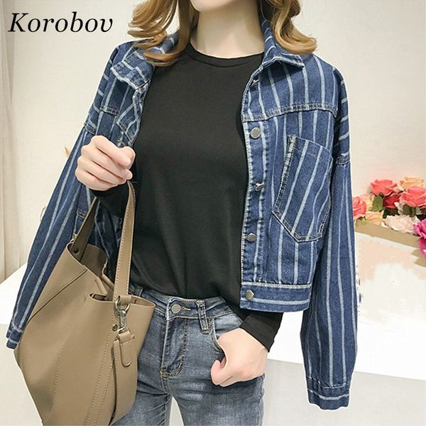 korobov striped vintage women denim jacket turn-down collar single breasted coats 2018 new arrival auttum fashion outwears 76023, Black;brown
korobov striped vintage women denim jacket turn-down collar single breasted coats 2018 new arrival auttum fashion outwears 76023, Black;brown