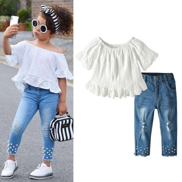 1-6y toddler kids baby girls clothes sets white t-shirt denim long pants jeans outfits set
1-6y toddler kids baby girls clothes sets white t-shirt denim long pants jeans outfits set