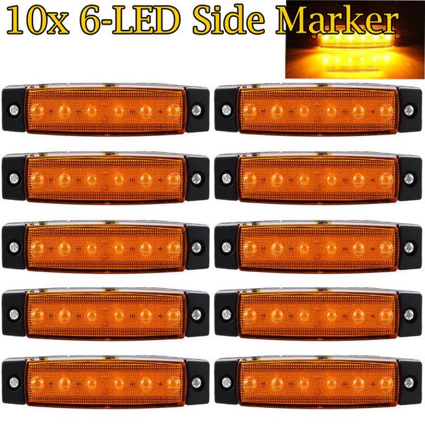 10x 12v 6 led daytime running truck bus boat trailer side marker indicators light lamp amber lights small lights car styling 
10x 12v 6 led daytime running truck bus boat trailer side marker indicators light lamp amber lights small lights car styling