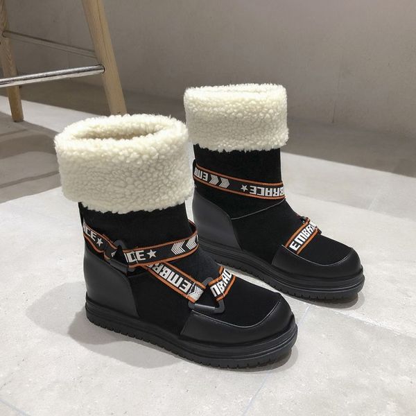 us4-11 womens round toe platform belt buckle letter decor ankle boots warm winter fleece liner thicken ski shoes plus size, Black
us4-11 womens round toe platform belt buckle letter decor ankle boots warm winter fleece liner thicken ski shoes plus size, Black