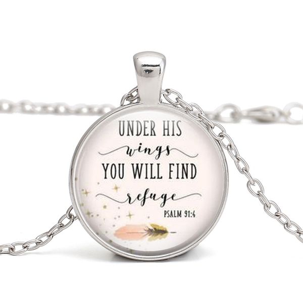 bible verse necklace under his wings you will find refuge pasalm 91:4 quote handmade necklaces jewelry wholesale, Silver
bible verse necklace under his wings you will find refuge pasalm 91:4 quote handmade necklaces jewelry wholesale, Silver