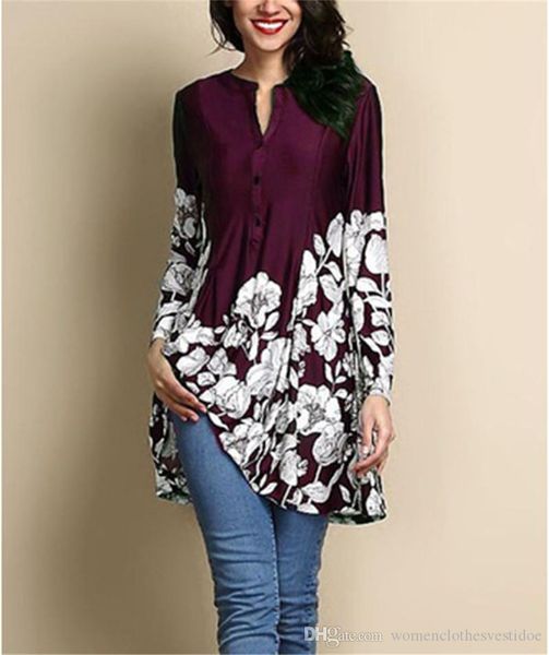 designer womens shirts floral printed dress shirt womens fashion plus size, White