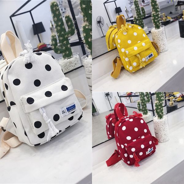 tcci1 pupil schoolbag children polka dot all-match cute girl canvas pupil schoolbag children polka dot canvas backpack all-match cute girl