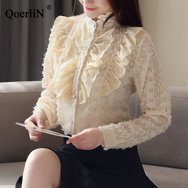 qoerlin women blouse fashion style girl sweet ruffled shirt lace single-breasted buttons tassel female plus size, White
qoerlin women blouse fashion style girl sweet ruffled shirt lace single-breasted buttons tassel female plus size, White