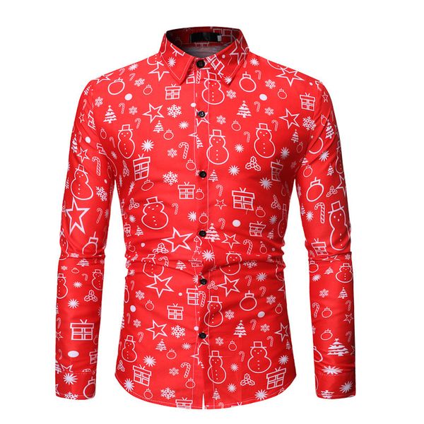 long sleeve christmas printed red men shirt blouses festival celebration fashion chemise homme, White;black
long sleeve christmas printed red men shirt blouses festival celebration fashion chemise homme, White;black