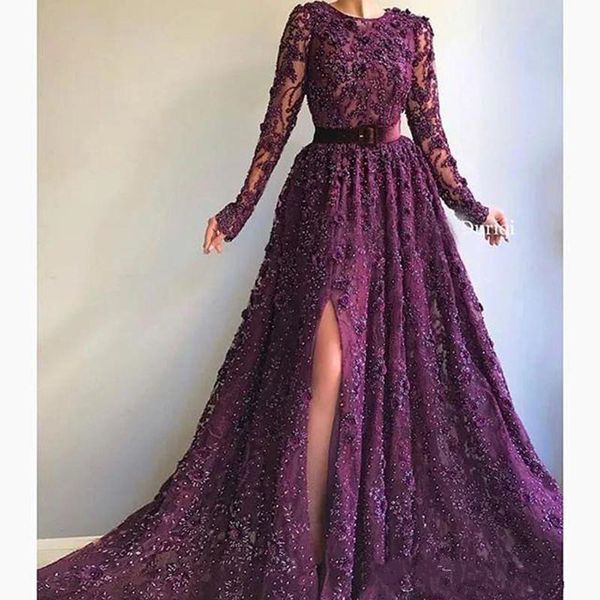 grape elegant side split prom dresses with sash o-neck beads sequins appliques lace evening dress long dubai robe de soiree party gowns, Black;red
grape elegant side split prom dresses with sash o-neck beads sequins appliques lace evening dress long dubai robe de soiree party gowns, Black;red