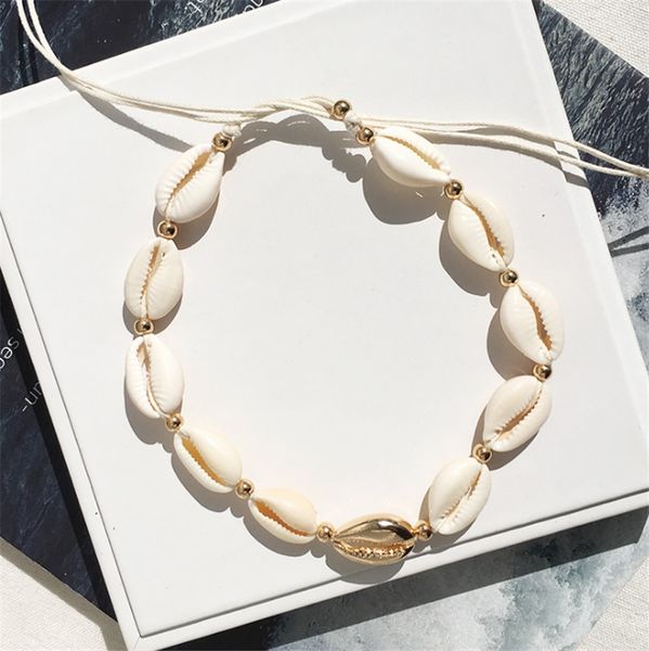 promotional fashion bracelet with natural shell wax rope inlaid can be y adjustable bracelet size to meet your life, Golden;silver
promotional fashion bracelet with natural shell wax rope inlaid can be y adjustable bracelet size to meet your life, Golden;silver