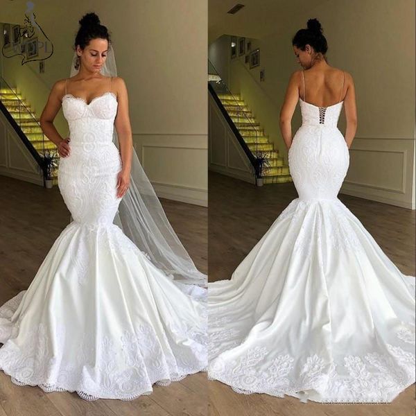 african plus size mermaid corset wedding dresses bridal gowns vestido de noiva robe de mariée spaghetti neck lace up mermaid bride dress, White
african plus size mermaid corset wedding dresses bridal gowns vestido de noiva robe de mariée spaghetti neck lace up mermaid bride dress, White
