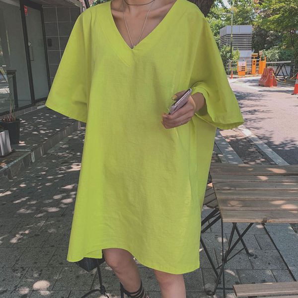 lanmrem 2020 spring summer korean trendy loose large size v collar oversize dresses famale casual all-match new clothes yj152, Black;gray
lanmrem 2020 spring summer korean trendy loose large size v collar oversize dresses famale casual all-match new clothes yj152, Black;gray