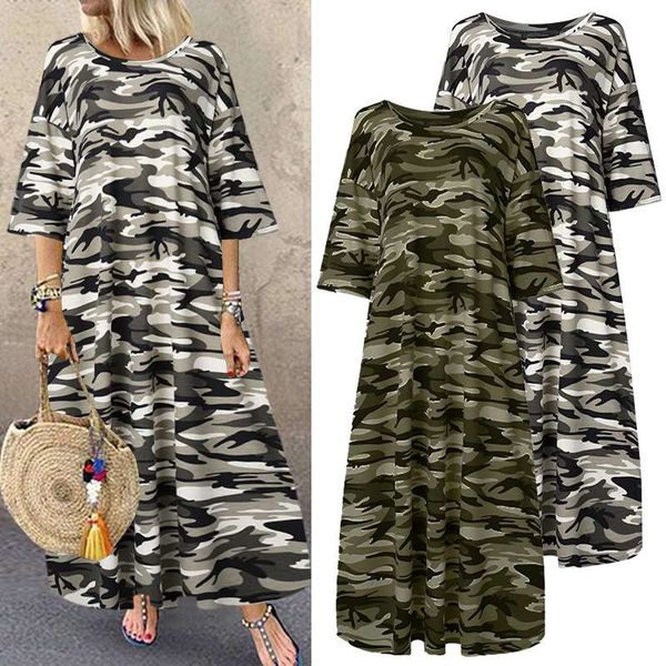 elegant short sleeve tunic vestidos women's summer sundress zanzea 2020 camouflage printed dress female casual robe plus size, Black;gray
elegant short sleeve tunic vestidos women's summer sundress zanzea 2020 camouflage printed dress female casual robe plus size, Black;gray