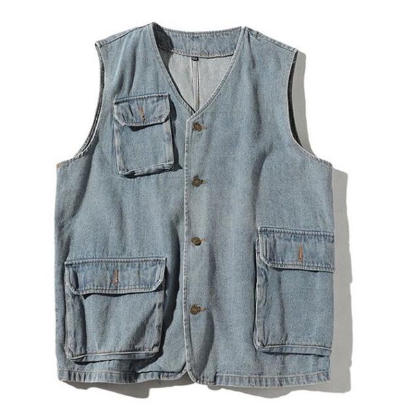 men denim vest new men's retro classic casual denim vest jacke fashion multi-pocket slim fit coat male plus size 4xl, Black;white
men denim vest new men's retro classic casual denim vest jacke fashion multi-pocket slim fit coat male plus size 4xl, Black;white