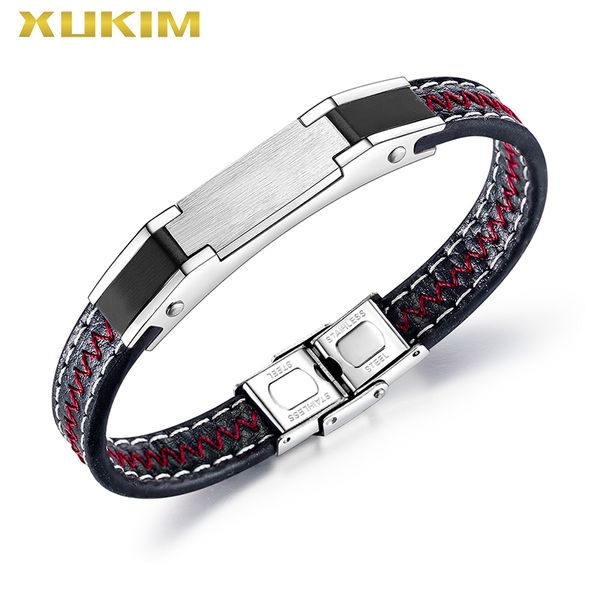 xukim jewelry leather men fasion stainless steel simple bracelet & bangle 2020 punk jewelry dropshipping kbo241, Black
xukim jewelry leather men fasion stainless steel simple bracelet & bangle 2020 punk jewelry dropshipping kbo241, Black