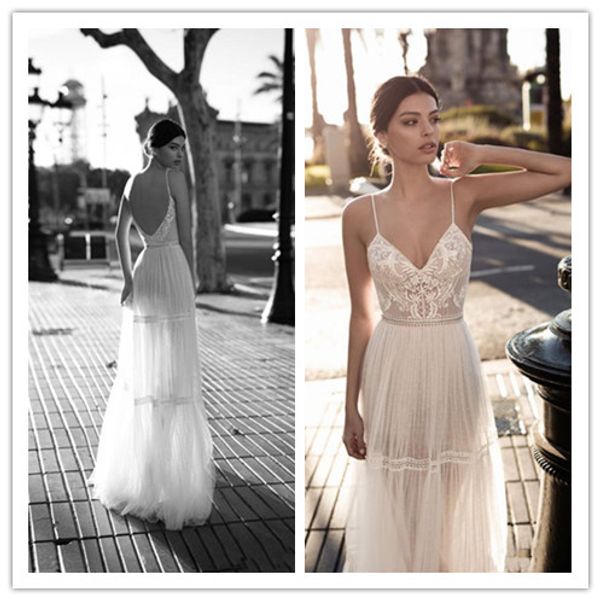 gali karten 2019 wedding dresses bridal gowns lace applique berta bohemian spaghetti straps v-neck backless floor length real image, White
gali karten 2019 wedding dresses bridal gowns lace applique berta bohemian spaghetti straps v-neck backless floor length real image, White