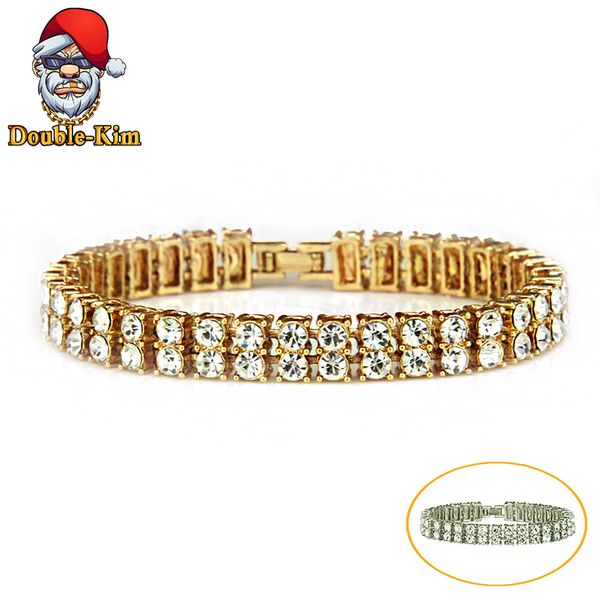 double row full zircon bracelet hiphop street culture titanium stainless steel material gold chain bracelet men trendy jewelry, Black
double row full zircon bracelet hiphop street culture titanium stainless steel material gold chain bracelet men trendy jewelry, Black