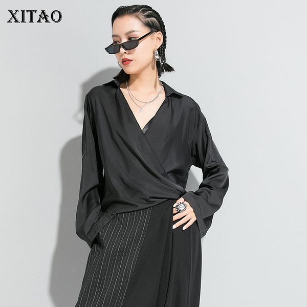 xitao elegant v neck women blouses fashion long sleeve irregular shirt loose trend women 2020 spring solid color xj3778, White
xitao elegant v neck women blouses fashion long sleeve irregular shirt loose trend women 2020 spring solid color xj3778, White